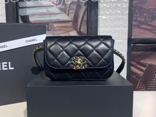 AS0973 シャネル バッグ スーパーコピー CHANEL ラムスキン ウエスト バッグ レディース ショルダー CC ラム ブラック チェーン S