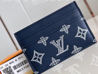 M83700 ルイヴィトン モノグラム･シャドウ カードケース コピー 「LOUIS VUITTON」 24新作 ポルト カルト･ダブル 財布＆小物 インク ブルー / ホワイト